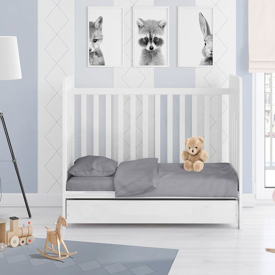 Dimcol Βρεφική Παπλωματοθήκη Solid 495 Dark Grey 120x160εκ.