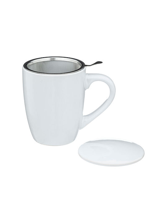 Secret de Gourmet Cană Ceramică cu Capac Albă 320ml