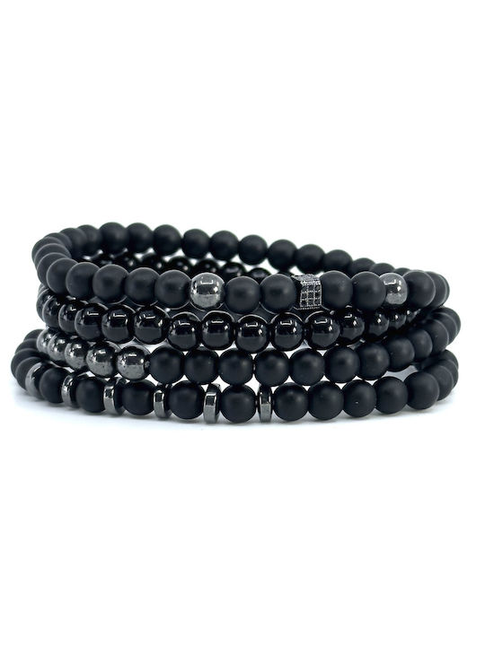 Legend Accessories Bracelet Stainless Steel with Lava Stones 21cm