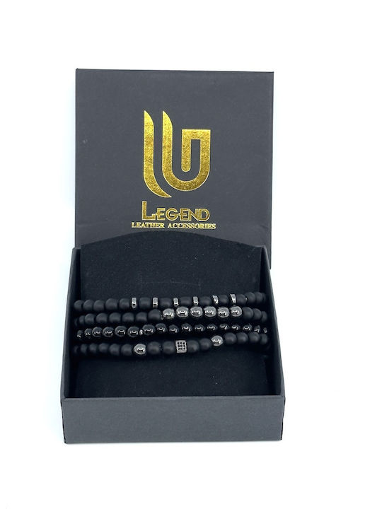 Legend Accessories Bracelet Stainless Steel with Lava Stones 21cm