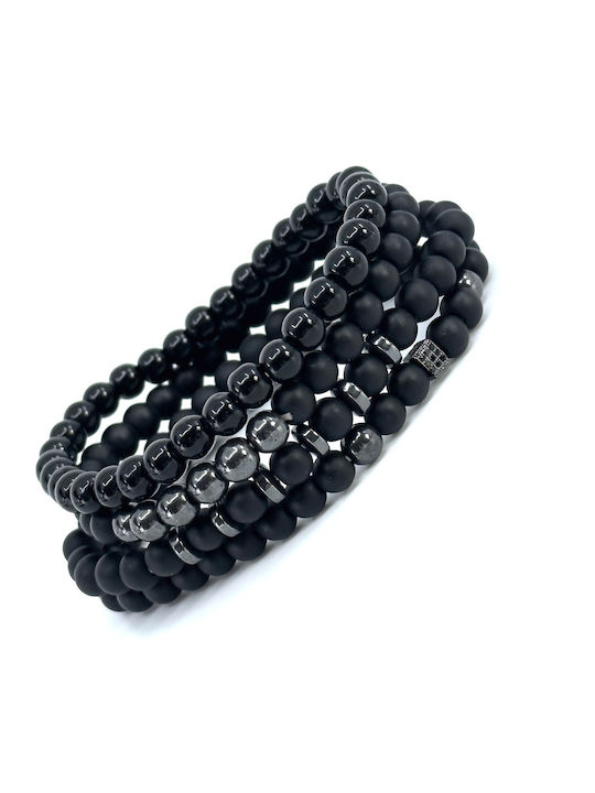 Legend Accessories Bracelet Stainless Steel with Lava Stones 21cm