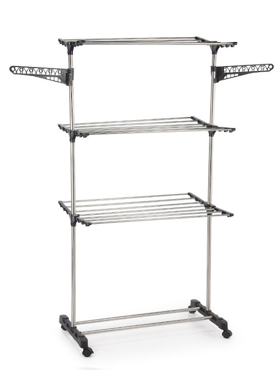 Folding Clothes Drying Rack 80x57x165 cm Folding Floor Clothes Drying Rack for Balcony Metallic with Wheels 80x57cm