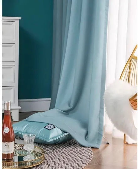 My Home Luxury Veloursatin mit Grommets Petrol 280x270cm My Home Luxury Veloursatin mit Grommets Petrol 280x270cm