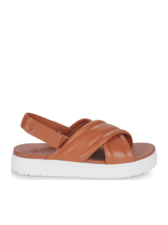 Zayne Δερμάτινα Γυναικεία Σανδάλια Flatforms Ταμπά