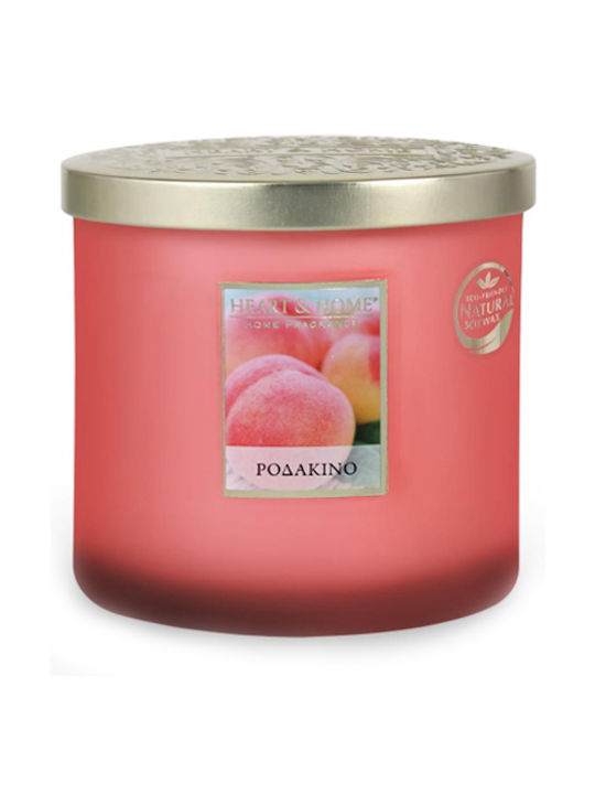 Heart & Home Duftendes Sojakerze Gefäß mit Duft Pfirsich Rosa 230gr 1Stück