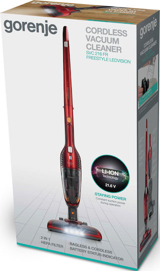 Gorenje SVC216FR Wiederaufladbar 2-in-1 Staubsauger Stick & Handgerät 21.6V Rot