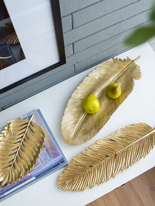Artekko Leaf Διακοσμητική Πιατέλα Πολυρητίνης Χρυσή 28.5x17x2.5εκ.