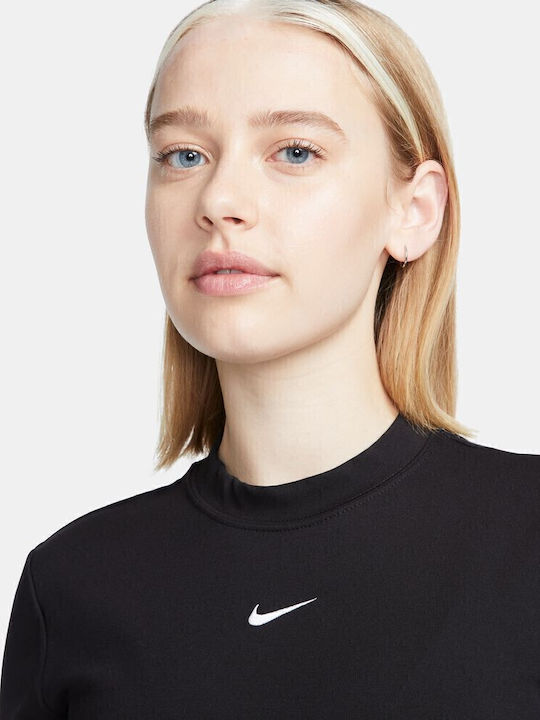 Sportswear Midi Φόρεμα Πλεκτό με Σκίσιμο Μαύρο