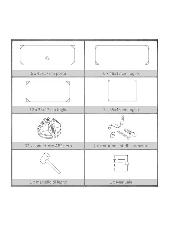 Plastică Suport pentru pantofi cu 6 Rafturi Albă L45xW36.5xH108cm