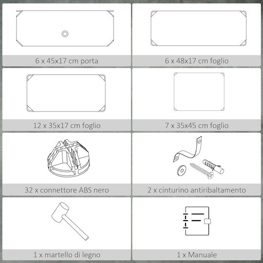 Plastică Suport pentru pantofi cu 6 Rafturi Albă L45xW36.5xH108cm