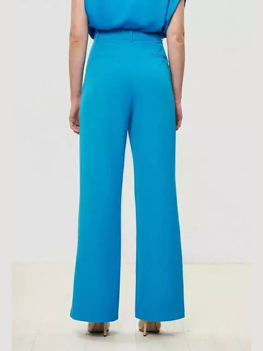 Desiree Women's High-waisted Fabric Trousers in Regular Fit Blue