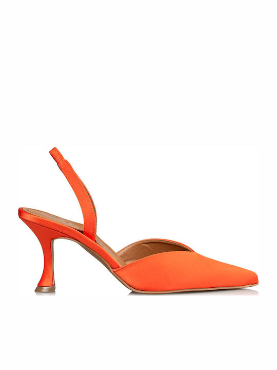 Envie Shoes Μυτερές Γόβες με Χοντρό Ψηλό Τακούνι Πορτοκαλί