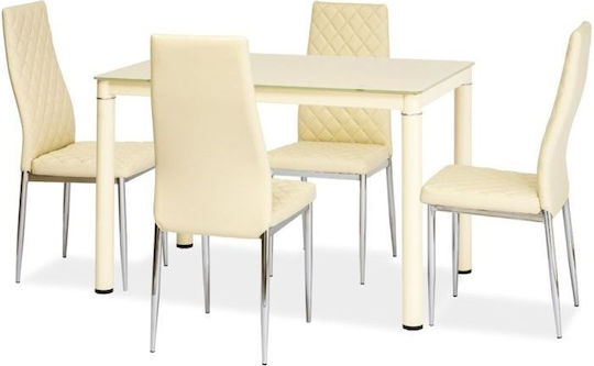 Galant Kitchen Table with Glass Surface Cream 100x60x75cm