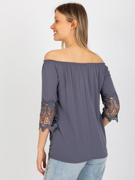 Lakerta Off-Shoulder Γυναικείο Top Γκρι