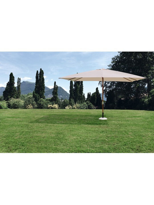 Syros Professional Garden & Terrace Floor Wooden Square Parasol Ecru 0795423