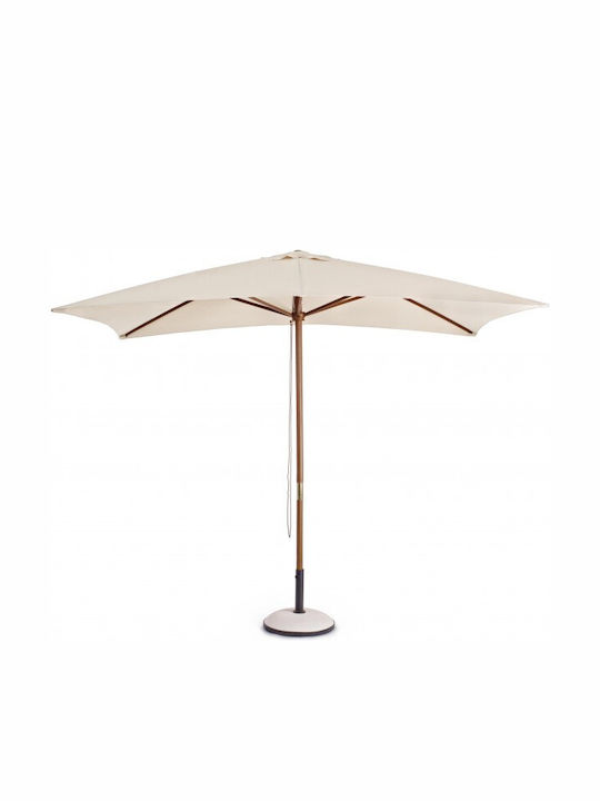 Syros Professional Garden & Terrace Floor Wooden Square Parasol Ecru 0795423