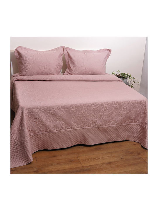 Anna Riska Olivia Set Coverlet Queen Size Microfiber Blush Pink 220x240cm 3pcs