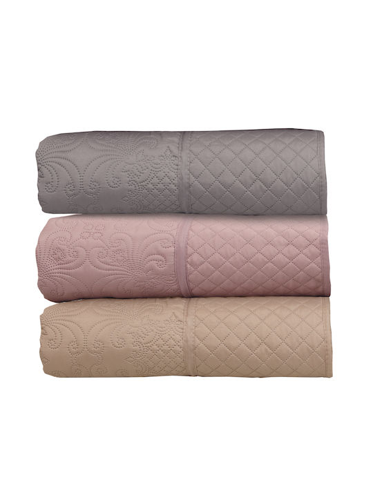Anna Riska Olivia Set Coverlet Queen Size Microfiber Blush Pink 220x240cm 3pcs