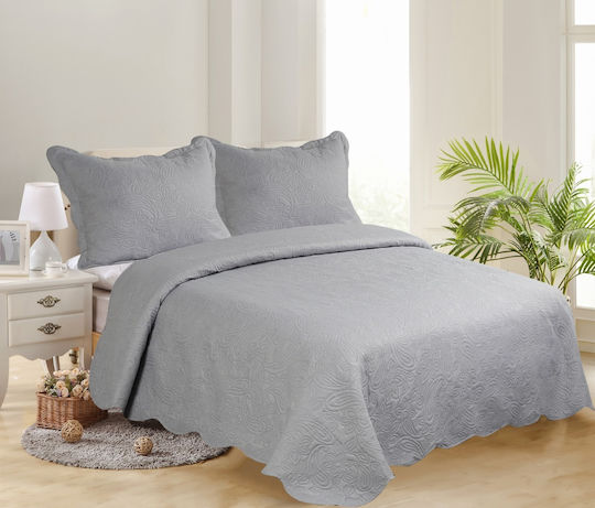Silk Fashion Solid Set Coverlet Single from Cotton & Polyester Grey 160x220cm