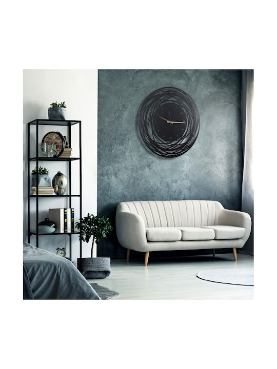 HomeMarkt Lines Wall Clock Metallic Black Ø50cm