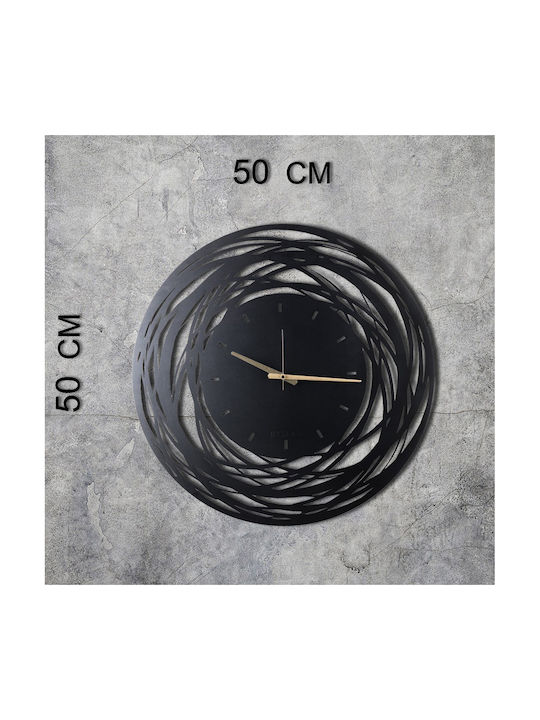 HomeMarkt Lines Wall Clock Metallic Black Ø50cm