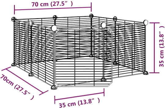 vidaXL Rodent Cage Pet Crate with 8 Panels & Door 70x70x35cm