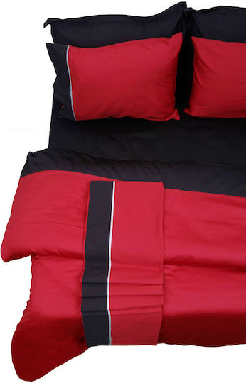 Anna Riska Luxury Bicolour Κουβερλί Υπέρδιπλο Βαμβακοσατέν Red / Black 220x240cm