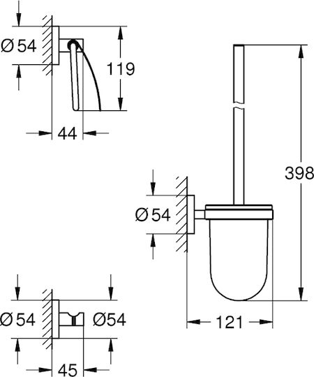 Grohe Grohe Essentials An Der Wand Montiert Badezimmerzubehör-Set Metall Silber 3 Stück