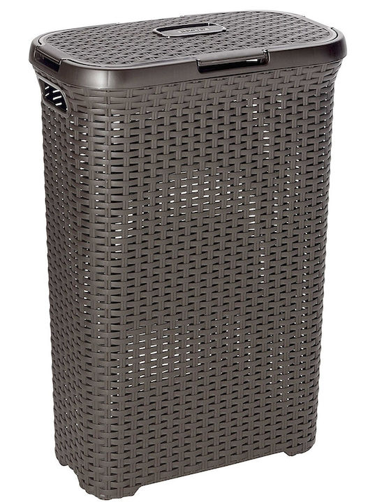 Curver 193009 Plastic Laundry Basket with Lid 44.8x26.5x61.5cm Brown