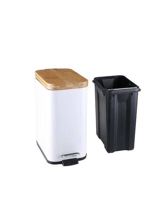 Vesta 03111 Metallic Bathroom Basket Soft Close 5lt White