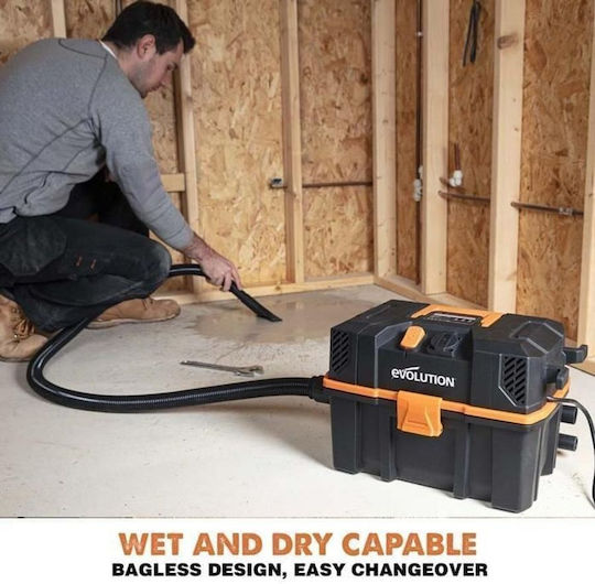 Evolution R15VAC Vacuum Wet / Dry 1000W with Plastic Bin 15lt