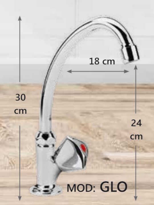 Gloria Glo-He Tall Sink Faucet Silver