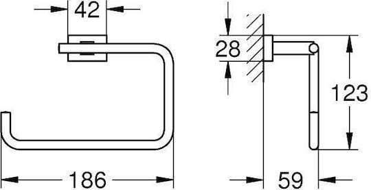 Grohe Cube Single Wall-Mounted Bathroom Ring ​18.6x18.6cm Silver