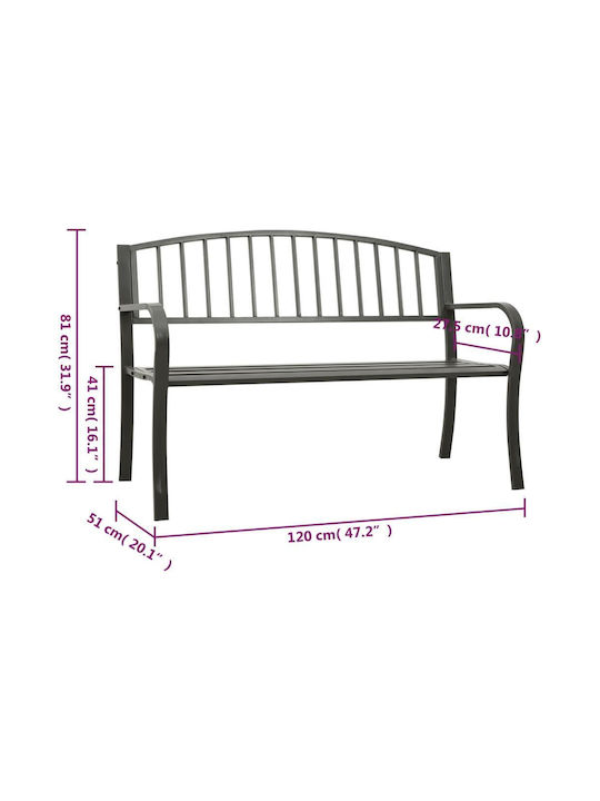 Bench Outdoor Metal Gray 120x51x60cm
