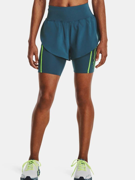 Ua Run Anywhere Γυναικείο Ψηλόμεσο Αθλητικό Σορτς Μπλε