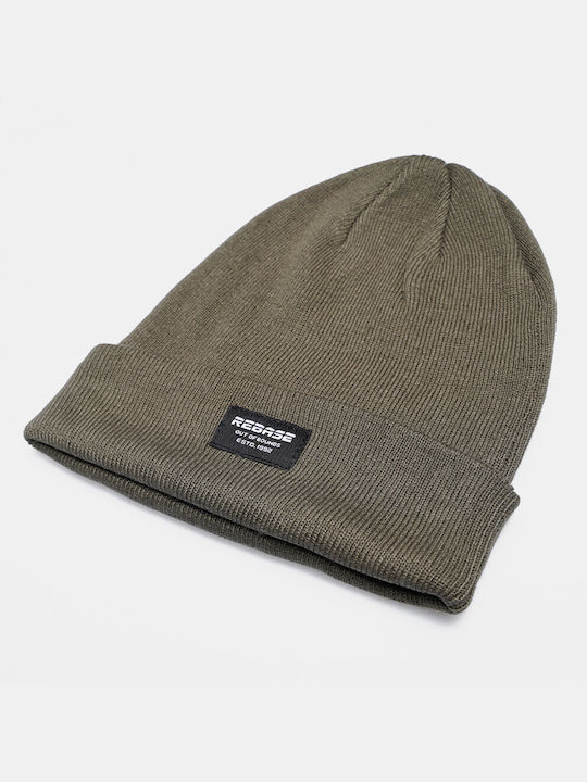 Rebase Beanie Ανδρικός Σκούφος Πλεκτός σε Χακί χρώμα