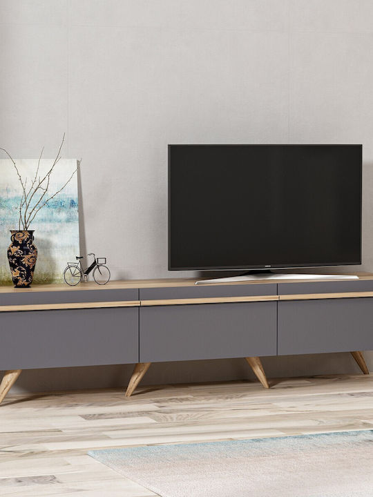 TV Stand Wooden Melone Anthracite / Natural L180xW35xH42cm