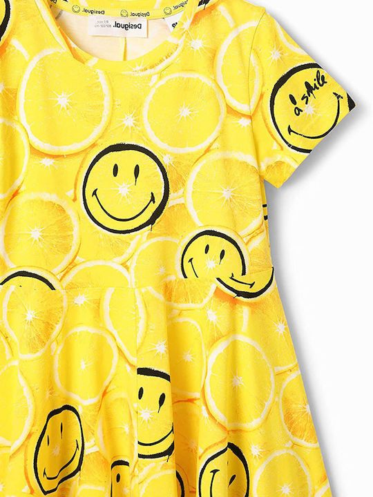 Smiley Limon Children's Dress Short Sleeve Yellow