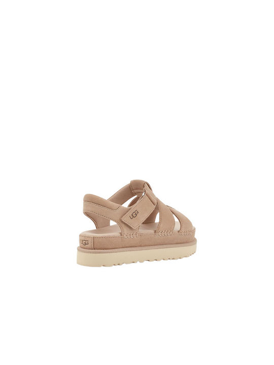 Goldenstar Women's Flat Sandals Flatforms in Beige Color