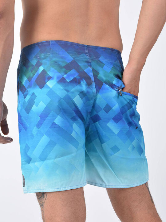 Vern Men's Swimwear Shorts Blue with Patterns