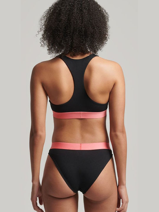 Superdry Bikini Slip Black/Fluro Coral