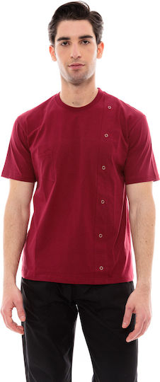 IdealPress Blouse Chef Cotton Male Burgundy with Short Sleeve T-Chef