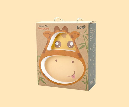 Baby Cloud Feeding Set Giraffe made of Bamboo Yellow 5pcs