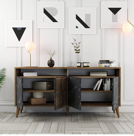 Bufet Black Marble 160x35x78cm