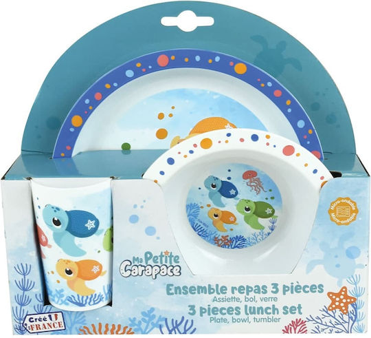 Ango Feeding Set Ma Petit Carapace made of Plastic Blue 3pcs for 6+ months