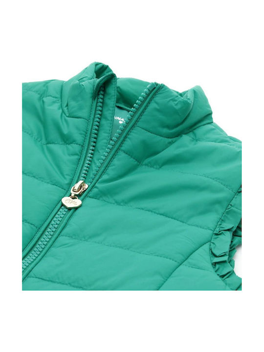 Kids' Quilted Jacket Sleeveless Short Green