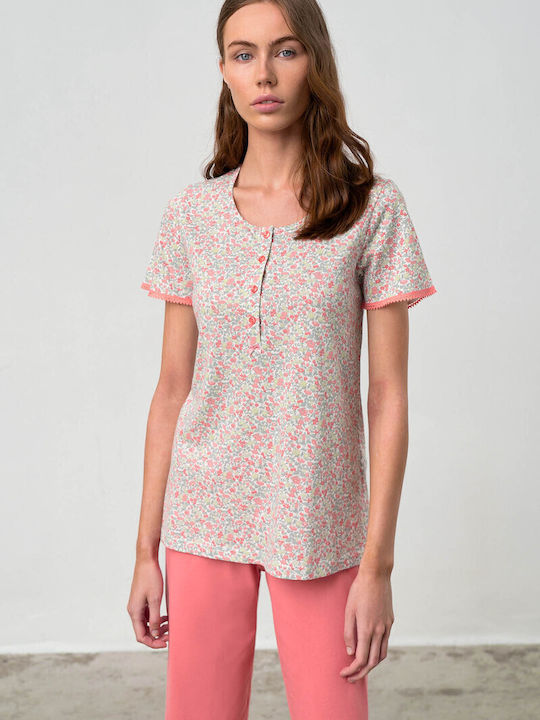 Vamp Sommer Damen Pyjama-Set Coral