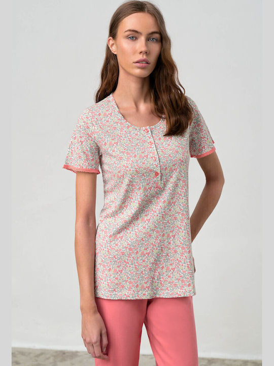 Vamp Sommer Damen Pyjama-Set Coral
