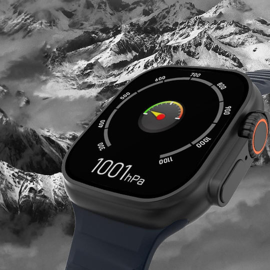 DT NO.1 DT8 Ultra Aluminium 43mm Smartwatch with Heart Rate Monitor (Black Case / Black Silicone Strap)