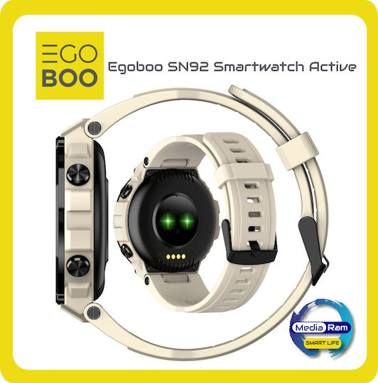 Egoboo SN92 Smartwatch mit Pulsmesser (Sand)